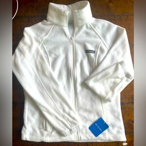 NWT Women’s Columbia White Zip-front Fleece Jacket Size Large